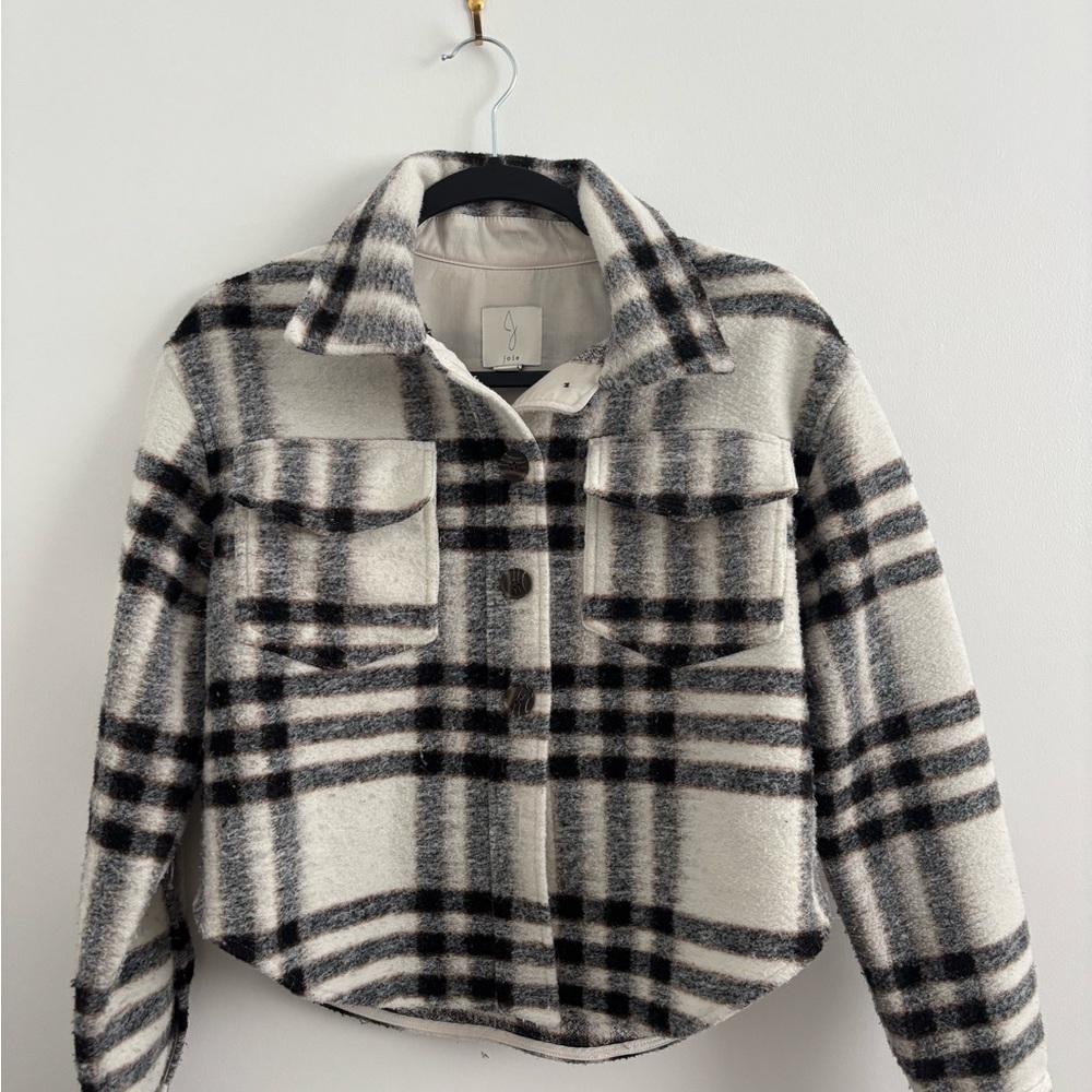 Joie Black and White Plaid Jacket